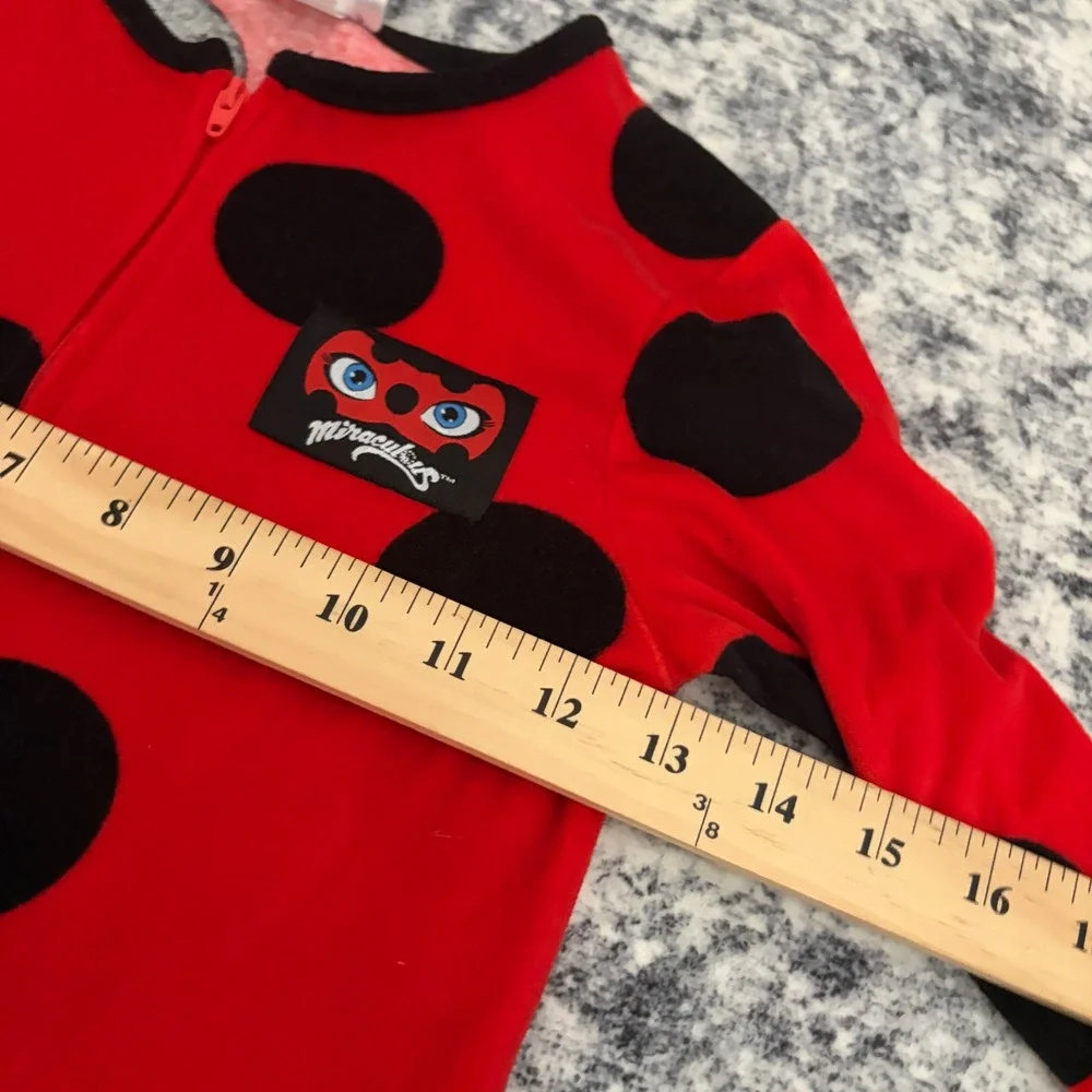 Miraculous Ladybug Red Polka Dot Fleece One Piece Pajamas Size 6/6X Kids Sleeper